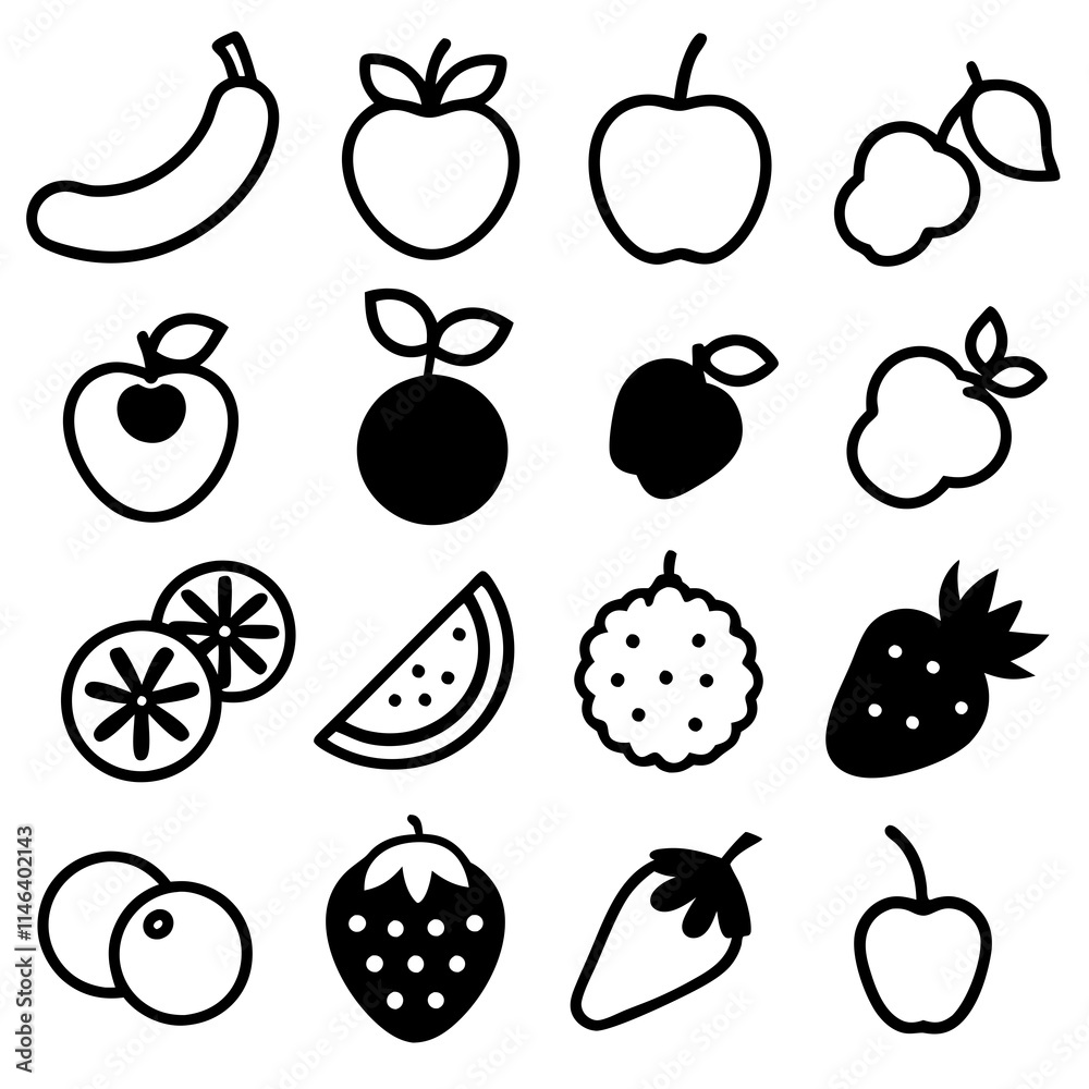 set of fruits set of fruits