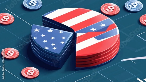 USA coins creating an elegant pie chart in a modern infographic design