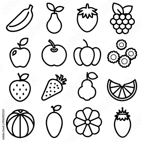set of fruits and berries