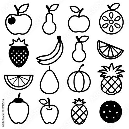 set of fruits and berries