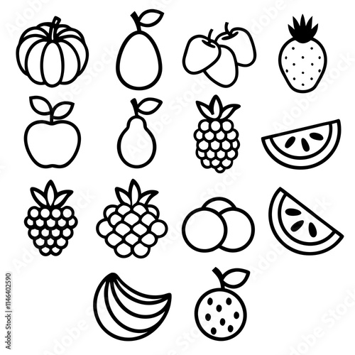 set of fruits and berries