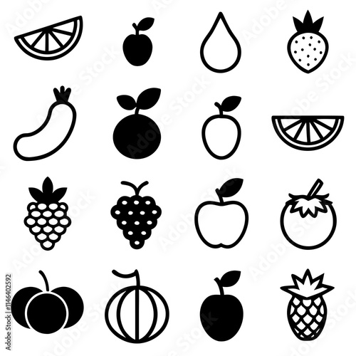 set of fruit icons
