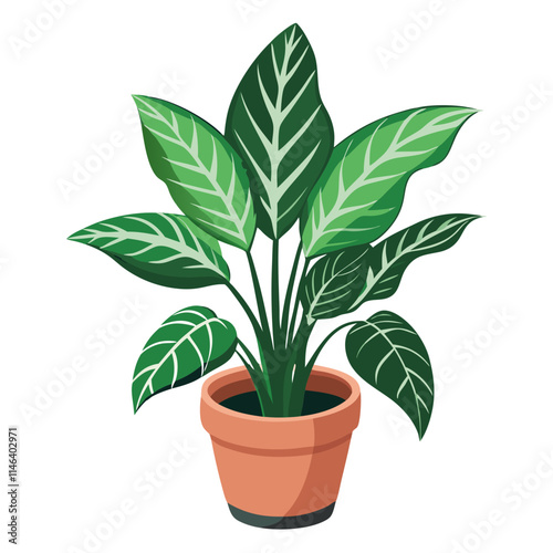 Wallpaper Mural Beautiful dieffenbachia potted plant against a clean white background enhancing indoor greenery Torontodigital.ca