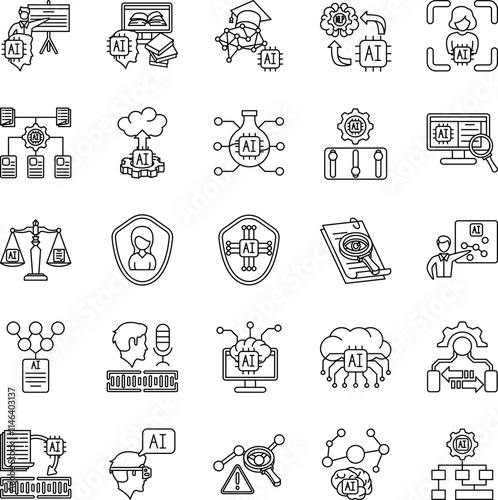 How to use AI 25 icon bundle in line style