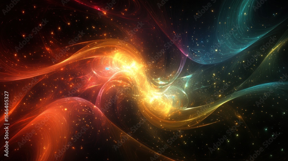 Obraz premium A vibrant cosmic swirl of colors and light, evoking a sense of wonder and exploration.