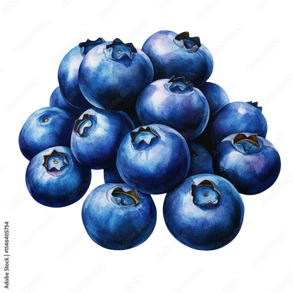 A vibrant cluster of ripe blueberries with a glossy finish isolated on transparency PNG background, ideal for use in culinary blogs, health articles, or fruit packaging designs