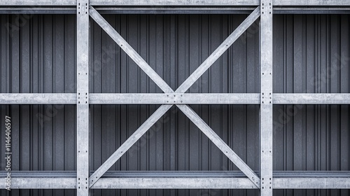 Industrial Steel Structure with Diagonal Bracing and Metal Paneling