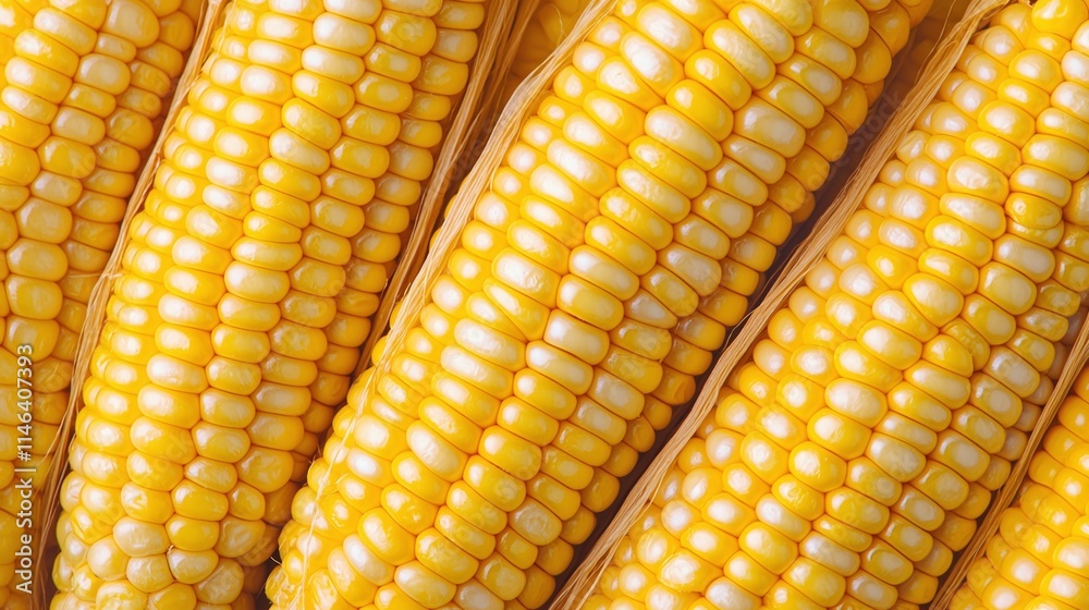 Golden Corn Closeup Ripe Ears of Sweet Corn Ready for Harvest Golden Corn Closeup Ripe Ears of Sweet Corn Ready for Harvest