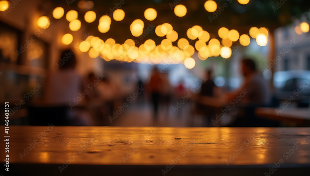A wood table top glows softly in a blur of bokeh against a bustling night cafe atmosphere in a lifestyle celebration setting._00002_ A wood table top glows softly in a blur of bokeh against a bustling night cafe atmosphere in a lifestyle celebration setting._00002_