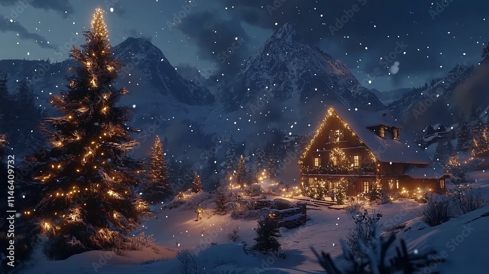 Fototapeta premium Beautiful Christmas Card 8K Realistic Lighting Highly Detailed