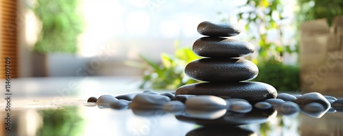 Stack of rocks on a table photo