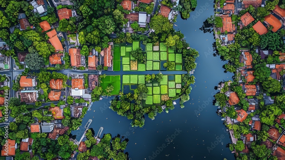 Naklejka premium Aerial View of Colorful Farmland in Germany: Aerial Photography of Patchwork Landscape, Agricultural Beauty, Rural Development, and Sustainable Farming Concept