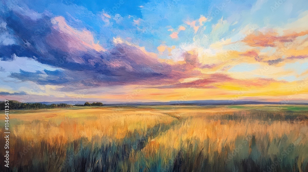 A vibrant sunset over a golden field, capturing the beauty of nature's landscape. A vibrant sunset over a golden field, capturing the beauty of nature's landscape.