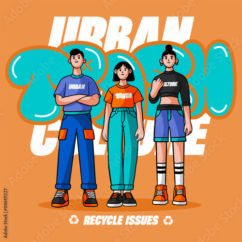 Cartoon urban streetwear style illustration