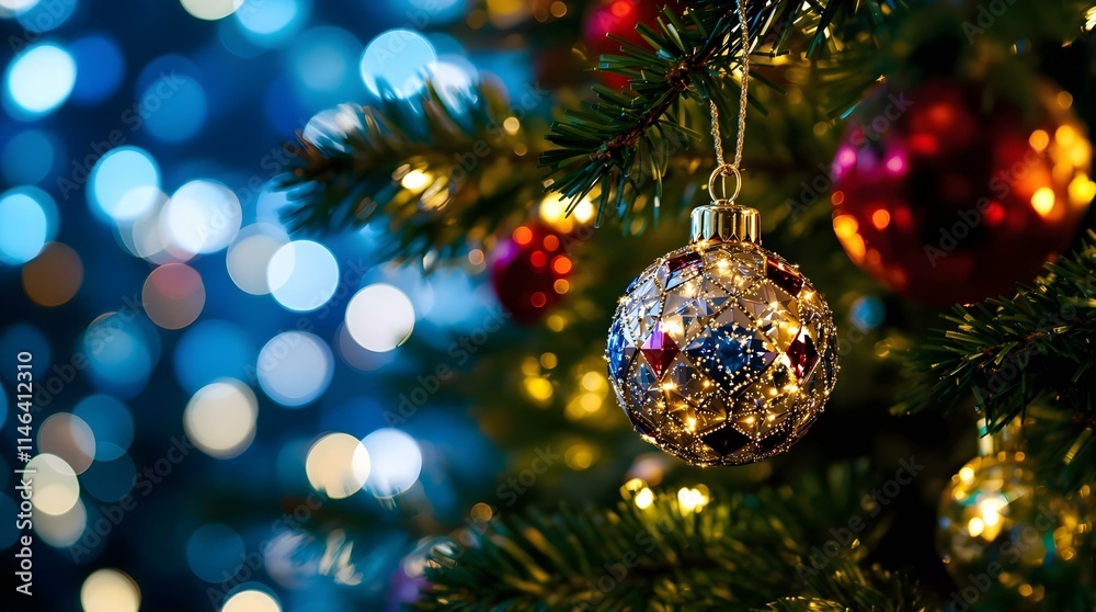 A close-up of a Christmas tree branch adorned with several shiny red ornaments. The background is a blurred, deep blue with warm, out-of-focus lights, creating a festive bokeh effect. A close-up of a Christmas tree branch adorned with several shiny red ornaments. The background is a blurred, deep blue with warm, out-of-focus lights, creating a festive bokeh effect.