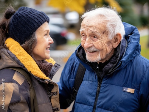 Elderly volunteer helping in the community, highlighting active engagement and positive contributions photo