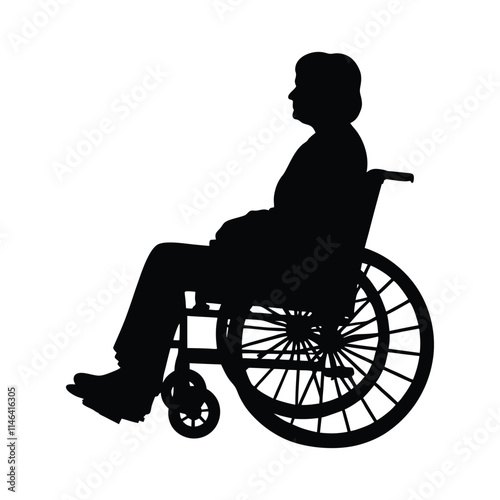 Disabled person in a wheelchair silhouette isolated on a white background