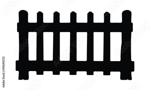 Garden fence black silhouette illustration isolated on a transparent background