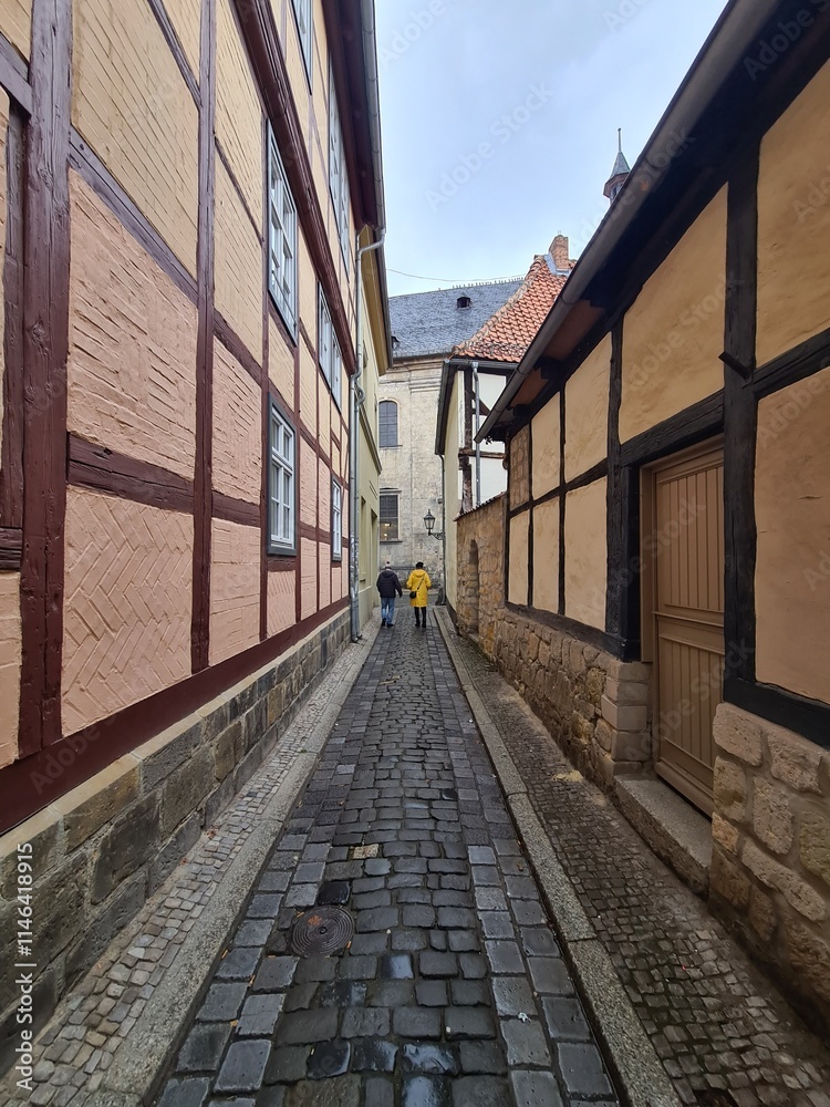 eine schöne Gasse in Quedlinburg, Sachsen - Anhalt