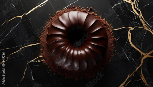 Dark Chocolate Bundt Cake on Marble Surface