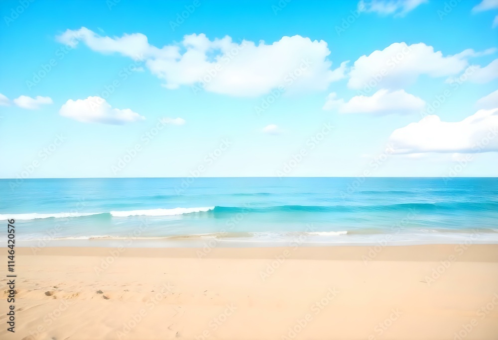 A sandy beach with a clear blue ocean and sky in the background A sandy beach with a clear blue ocean and sky in the background