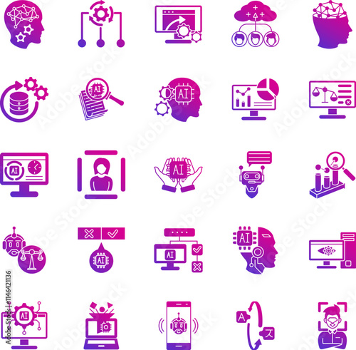 How to use AI 25 icon set in gradient fill style