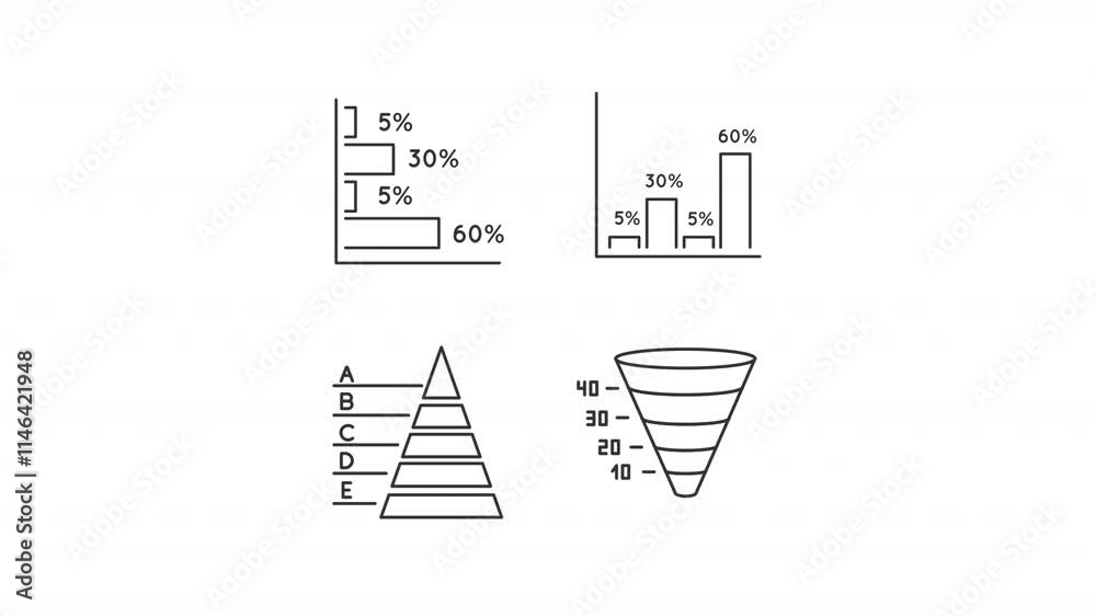 Animated infographic diagrams icons. Business data charts line animation library. Marketing analytics presentation. Black illustrations on white background. HD video with alpha channel. Motion graphic Animated infographic diagrams icons. Business data charts line animation library. Marketing analytics presentation. Black illustrations on white background. HD video with alpha channel. Motion graphic