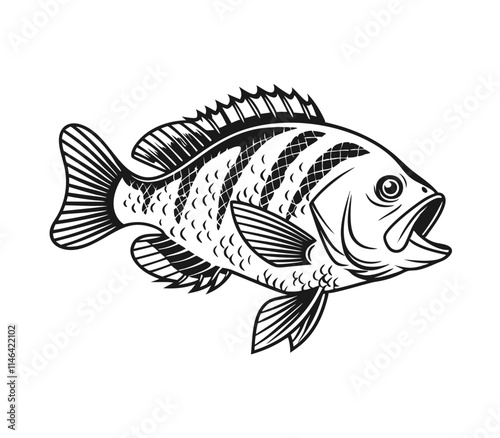 Bluegill Fish Vector Art and Illustration