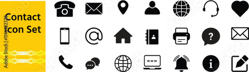 Contact icon set. line vector Editable stroke. Set contains such icons
