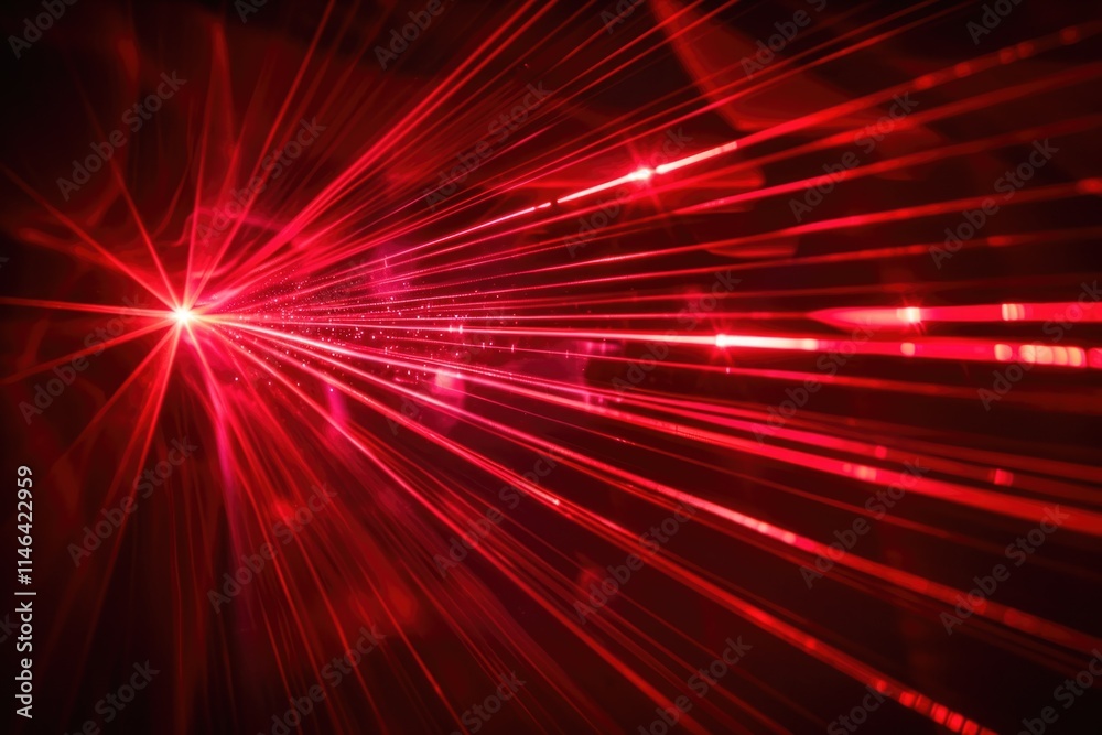 Obraz premium Abstract Red Laser Light Burst - Vibrant Illustration with Energy and Speed