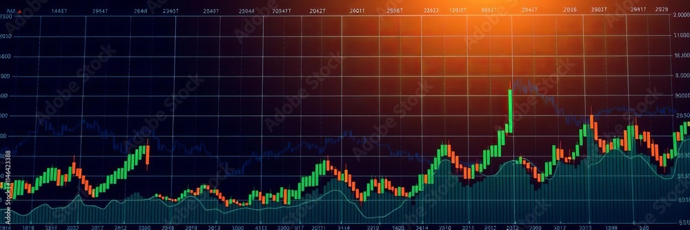 A close-up of a computer screen displaying stock market and cryptocurrency charts with various data points and indicators, digital currency, investment A close-up of a computer screen displaying stock market and cryptocurrency charts with various data points and indicators, digital currency, investment