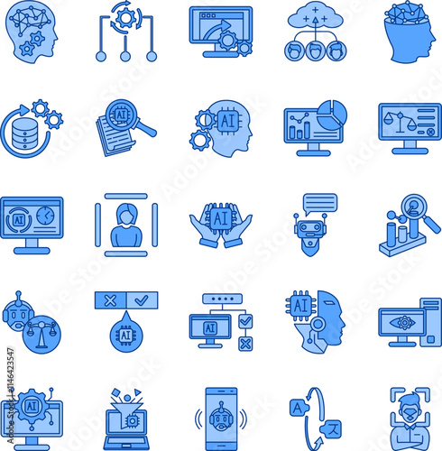 How to use AI 25 icon set in lineal blue style