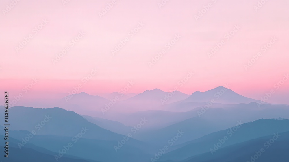 The last light of day bathes the mountain range in a soft glow, the sky a blend of pastel colors, signaling the quiet arrival of night The last light of day bathes the mountain range in a soft glow, the sky a blend of pastel colors, signaling the quiet arrival of night