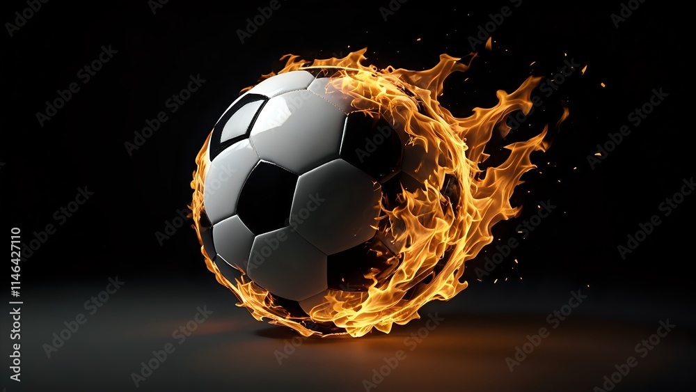 Fototapeta premium pallone da calcio infuocato