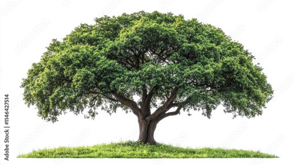 Oak Tree Isolated on White Background: Nature, Environmental Sustainability, Green Design, Ecology, and Botanical Photography Concepts Oak Tree Isolated on White Background: Nature, Environmental Sustainability, Green Design, Ecology, and Botanical Photography Concepts