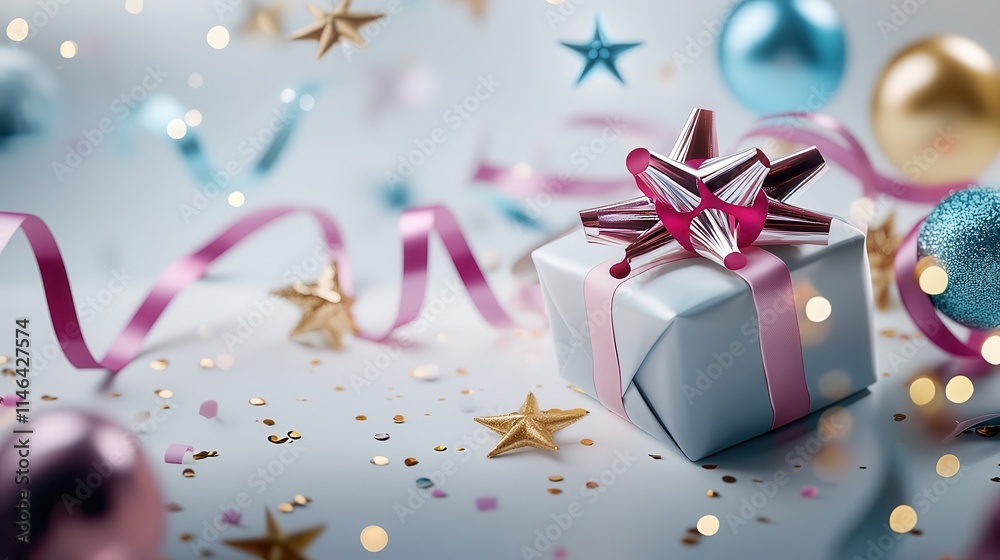 Playful festive ribbons and decorative elements scattered against a white background for celebration visuals imagine watercolor illustration, Playful festive ribbons and decorative elements scattered against a white background for celebration visuals imagine watercolor illustration,