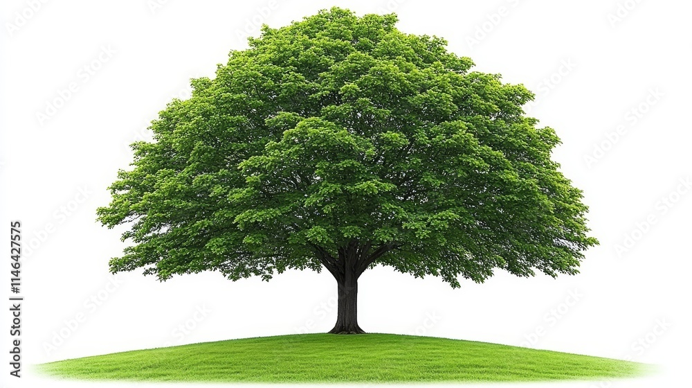 Oak Tree Isolated on White Background: Nature, Environmental Sustainability, Green Design, Ecology, and Botanical Photography Concepts Oak Tree Isolated on White Background: Nature, Environmental Sustainability, Green Design, Ecology, and Botanical Photography Concepts