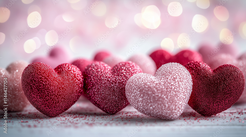 Obraz premium festive style glittering valentine heart shaped baubles