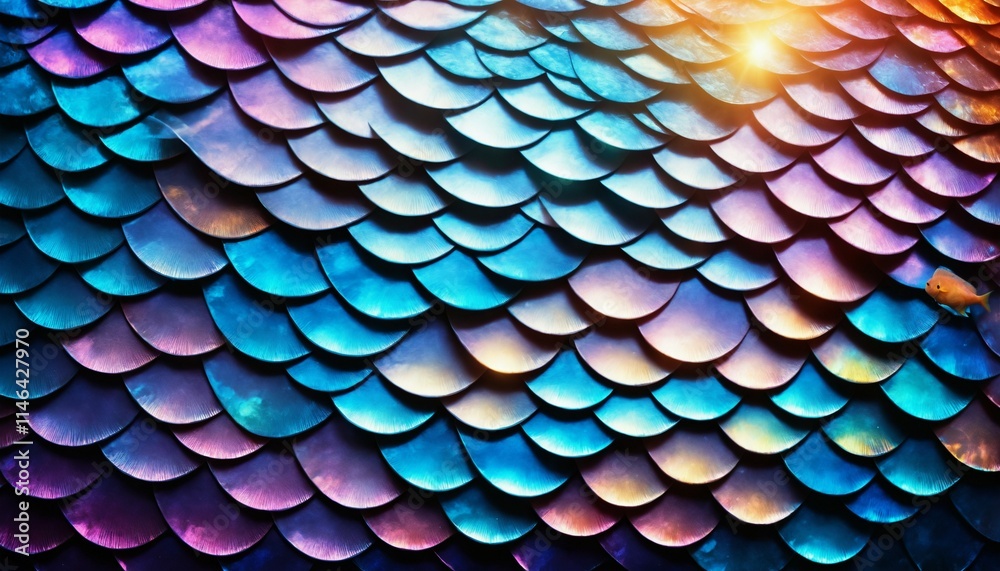 Fish scales background with soft, glowing highlights and shimmering hues