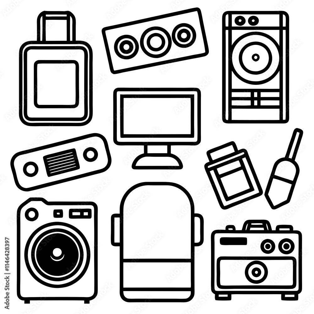 sets of Electronics items vector illustration sets of Electronics items vector illustration