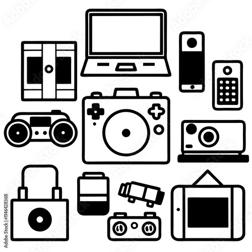 sets of Electronics items vector illustration