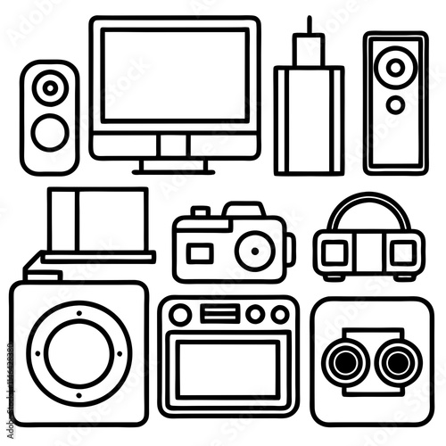 sets of Electronics items vector illustration