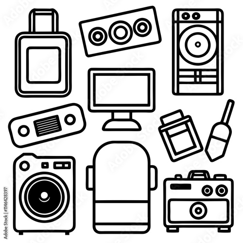 sets of Electronics items vector illustration