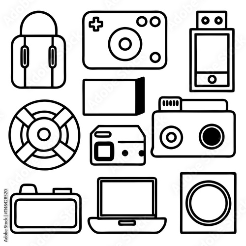 sets of Electronics items vector illustration