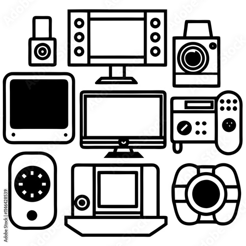 sets of Electronics items vector illustration