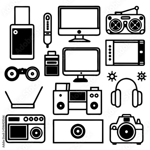 sets of Electronics items vector illustration