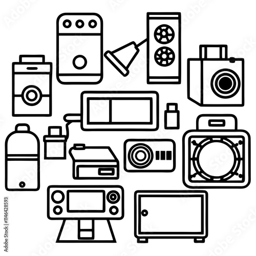 sets of Electronics items vector illustration