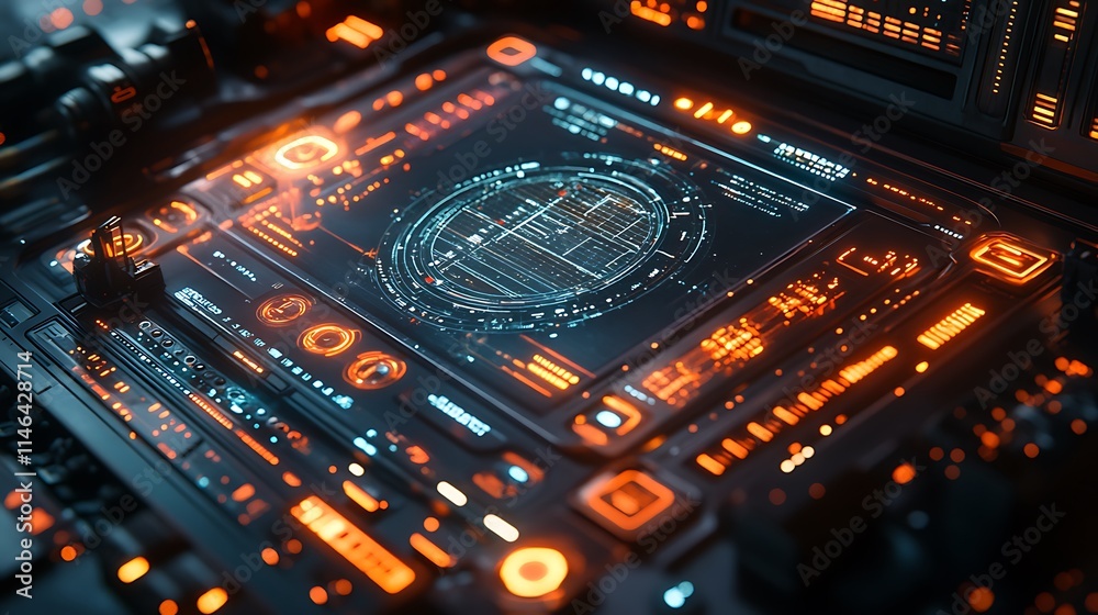 Futuristic Technology Control Panel Interface Display Futuristic Technology Control Panel Interface Display