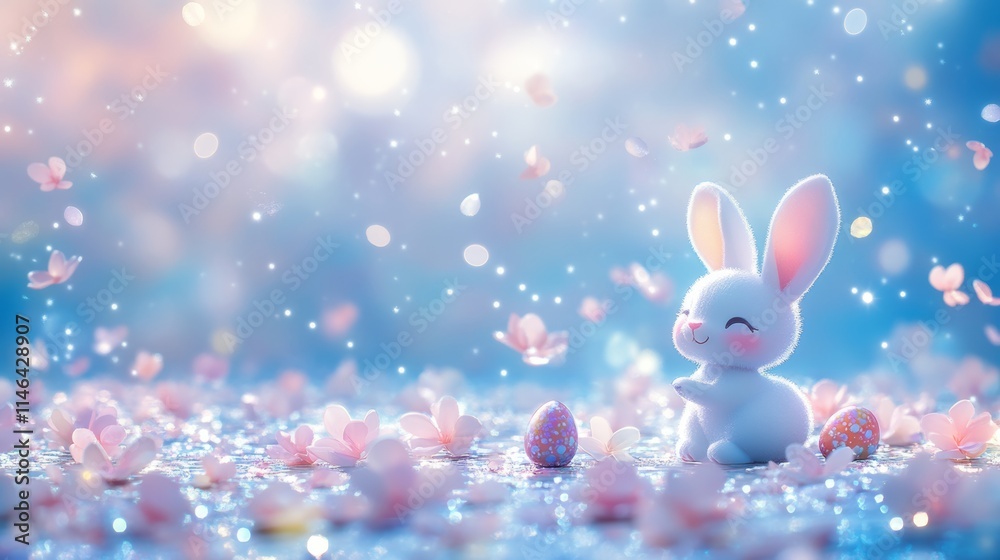 A small bunny rests amid colorful flowers, embodying the essence of spring and Easter joy in a vibrant natural setting. A small bunny rests amid colorful flowers, embodying the essence of spring and Easter joy in a vibrant natural setting.