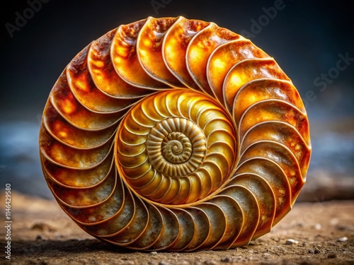 Ancient Fossil Cephalopod Mollusk: Ammonite, Belemnite, Nautiloid,  Extinct Marine Life, Paleontology, Prehistoric Ocean, Fossil Photography photo
